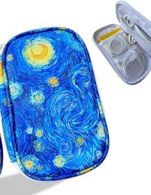 Electronics Organizer Travel Case, Cable Organizer Travel Essentials Tech Pouch,Suitable for Charger, Cable, Phone,Flash Drive,Starry Sky