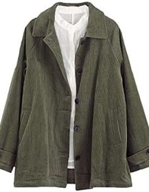 Minibee Women's Corduroy Jackets Long Sleeve Coats Button Down Outwear Tops with Pockets